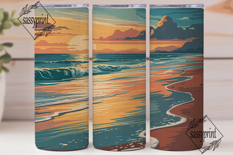 Sunset Beach 20oz Tumbler Wrap Sublimation sassyprint 