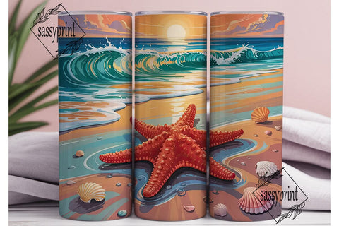Sunset Beach 20oz Tumbler Wrap Sublimation sassyprint 