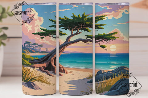 Sunset Beach 20oz Tumbler Wrap Sublimation sassyprint 