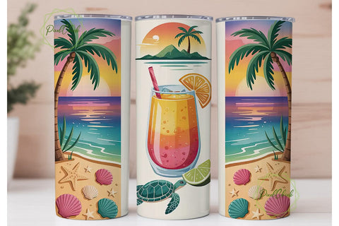 Sunset Beach Cocktail 20oz Tumbler Wrap Sublimation PixelChick 