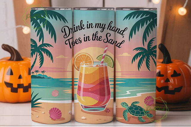 Sunset Beach Cocktail 20oz Tumbler Wrap Sublimation PixelChick 