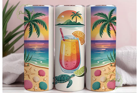 Sunset Beach Cocktail 20oz Tumbler Wrap Sublimation PixelChick 