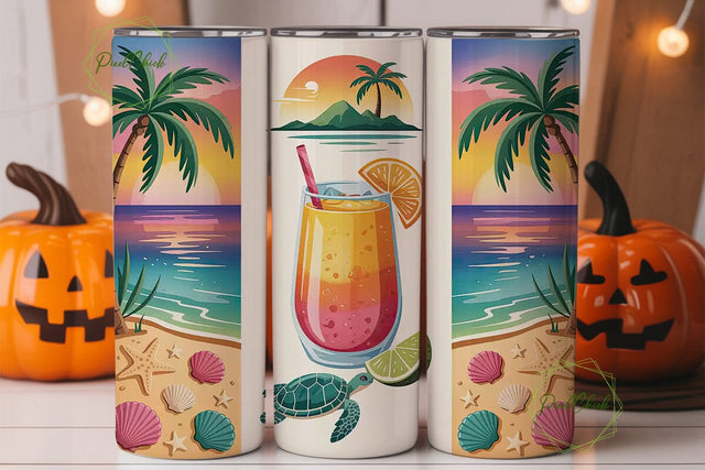 Sunset Beach Cocktail 20oz Tumbler Wrap Sublimation PixelChick 
