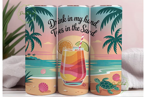 Sunset Beach Cocktail 20oz Tumbler Wrap Sublimation PixelChick 