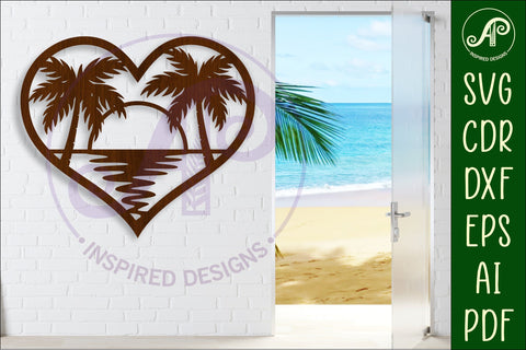 Sunset beach heart wall sign, SVG file. SVG APInspireddesigns 