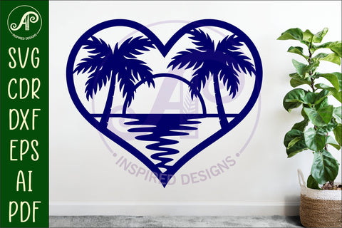 Sunset beach heart wall sign, SVG file. SVG APInspireddesigns 