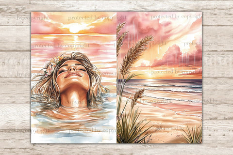 Sunset Beach Junk Journal Pages | Ocean Scrapbook Kit SVG GlamArtZhanna 