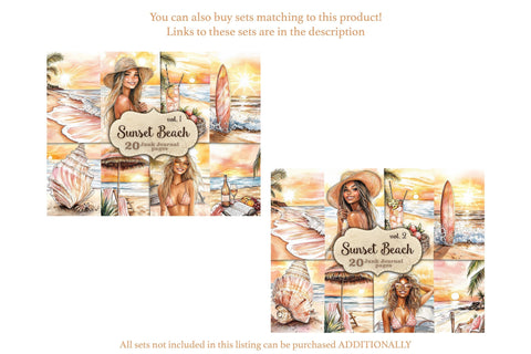Sunset Beach Junk Journal Pages | Ocean Scrapbook Kit SVG GlamArtZhanna 
