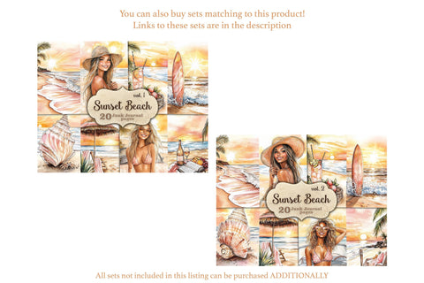 Sunset Beach Junk Journal Pages | Tropical Islands Collage SVG GlamArtZhanna 