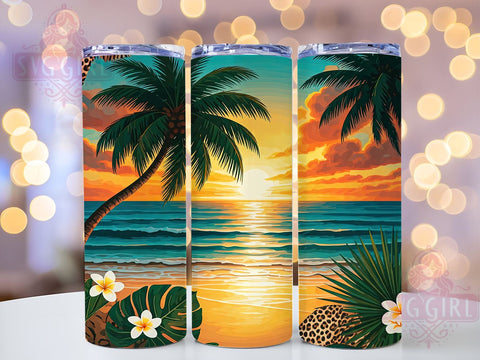 Sunset Beach Ocean Vibes 20oz Tumbler, Sunset Design, 20oz Sublimation, Ocean Vibes, Summer Drinkware, Tropical Tumbler Wrap, Vacation Gift Sublimation SvggirlplusArt 