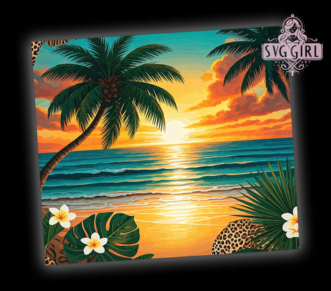 Sunset Beach Ocean Vibes 20oz Tumbler, Sunset Design, 20oz Sublimation, Ocean Vibes, Summer Drinkware, Tropical Tumbler Wrap, Vacation Gift Sublimation SvggirlplusArt 