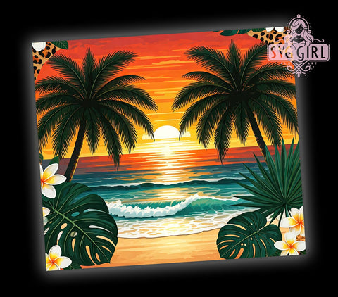 Sunset Beach Ocean Vibes 20oz Tumbler, Sunset Design, 20oz Sublimation, Ocean Vibes, Summer Drinkware, Tropical Tumbler Wrap, Vacation Gift Sublimation SvggirlplusArt 