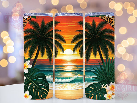 Sunset Beach Ocean Vibes 20oz Tumbler, Sunset Design, 20oz Sublimation, Ocean Vibes, Summer Drinkware, Tropical Tumbler Wrap, Vacation Gift Sublimation SvggirlplusArt 