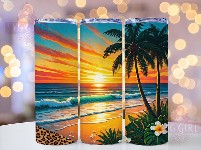 Sunset Beach Ocean Vibes 20oz Tumbler, Sunset Design, 20oz Sublimation, Ocean Vibes, Summer Drinkware, Tropical Tumbler Wrap, Vacation Gift Sublimation SvggirlplusArt 