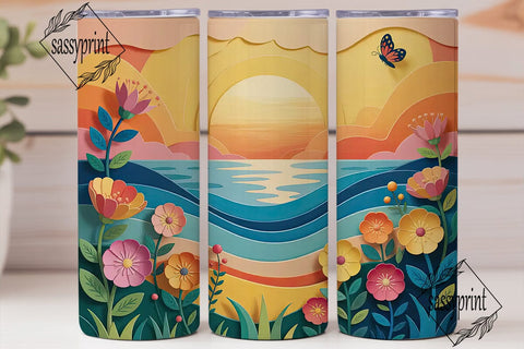 Sunset Beach Paper Quilling 20oz Sublimation sassyprint 