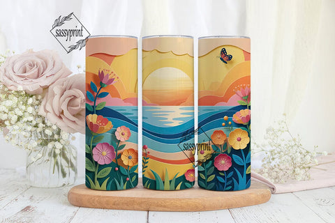 Sunset Beach Paper Quilling 20oz Sublimation sassyprint 