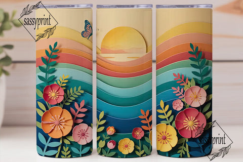 Sunset Beach Paper Quilling 20oz Sublimation sassyprint 