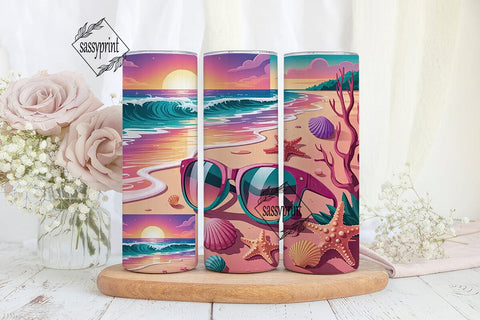Sunset Beach Tumbler Wrap 20oz Sublimation sassyprint 