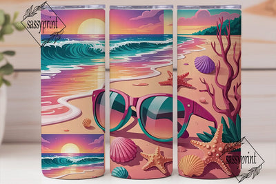 Sunset Beach Tumbler Wrap 20oz Sublimation sassyprint 