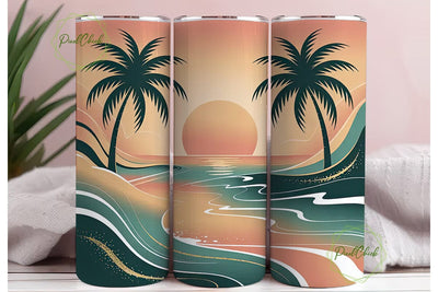 Sunset Beach Tumbler Wrap PNG Sublimation PixelChick 