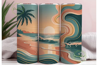 Sunset Beach Tumbler Wrap PNG Sublimation PixelChick 
