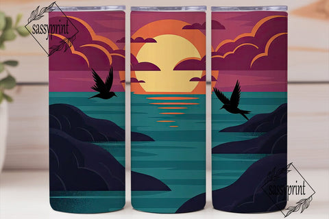 Sunset Beach Tumbler Wrap PNG Sublimation sassyprint 
