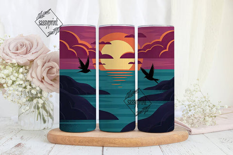 Sunset Beach Tumbler Wrap PNG Sublimation sassyprint 