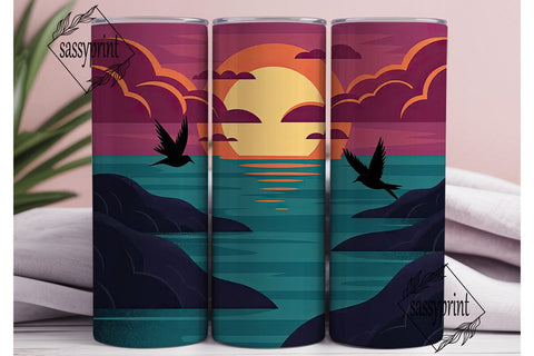 Sunset Beach Tumbler Wrap PNG Sublimation sassyprint 