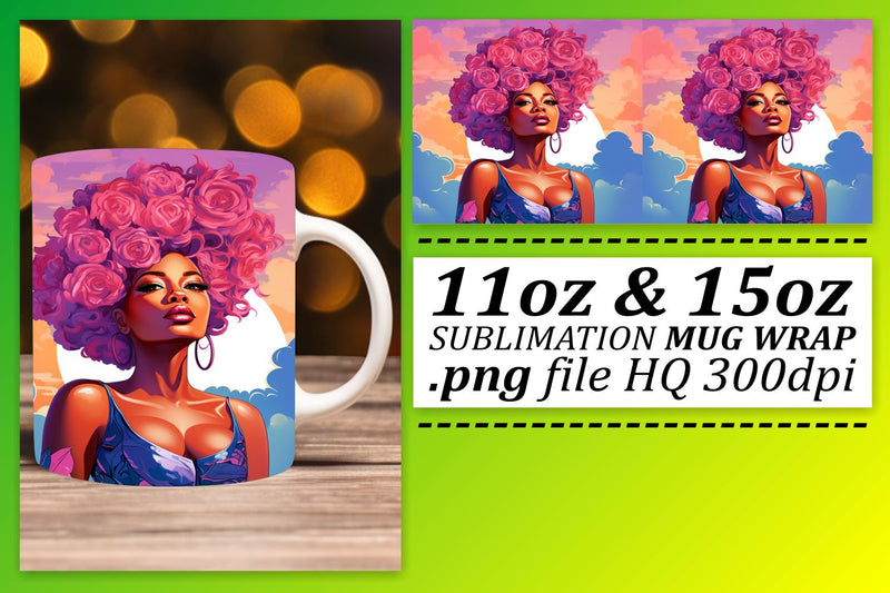 Sunset Beauty Mug Sublimation Wrap Sublimation afrosvg 