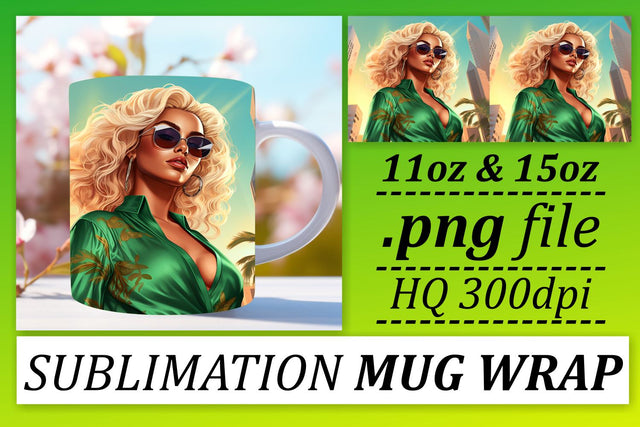Sunset Beauty Mug Wrap 11oz 15oz Sublimation afrosvg 