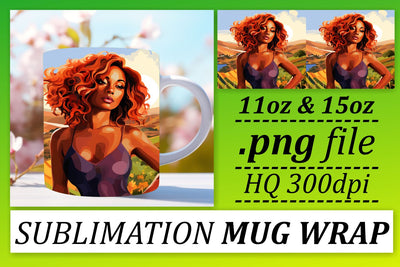 Sunset Beauty Mug Wrap Melanin Sublimation afrosvg 