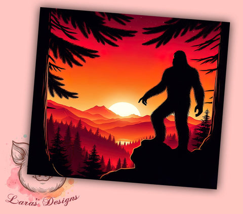 Sunset Bigfoot 20oz Tumbler Png, Straight & Tapered Tumbler Png, Bigfoot Tumbler Png, Digital Download PNG Sublimation Lara' s Designs 