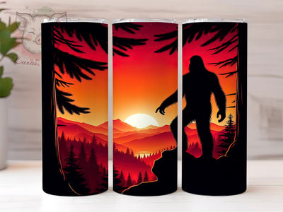 Sunset Bigfoot 20oz Tumbler Png, Straight & Tapered Tumbler Png, Bigfoot Tumbler Png, Digital Download PNG Sublimation Lara' s Designs 