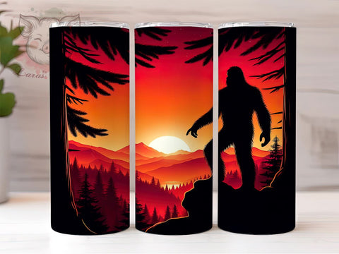 Sunset Bigfoot 20oz Tumbler Png, Straight & Tapered Tumbler Png, Bigfoot Tumbler Png, Digital Download PNG Sublimation Lara' s Designs 