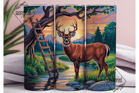 Sunset Buck Hunting 20oz Tumbler Wrap Sublimation sassyprint 