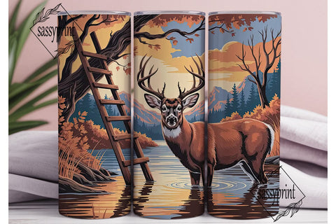 Sunset Buck Hunting 20oz Tumbler Wrap Sublimation sassyprint 