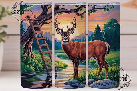 Sunset Buck Hunting 20oz Tumbler Wrap Sublimation sassyprint 