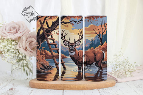 Sunset Buck Hunting 20oz Tumbler Wrap Sublimation sassyprint 