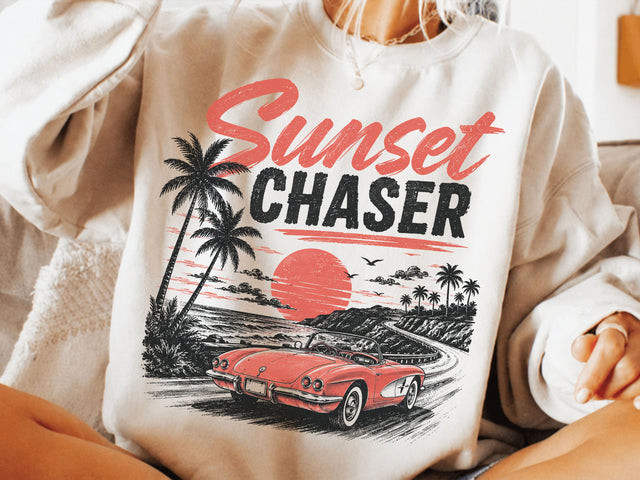 Sunset chaser retro summer PNG SVG DesignDestine 