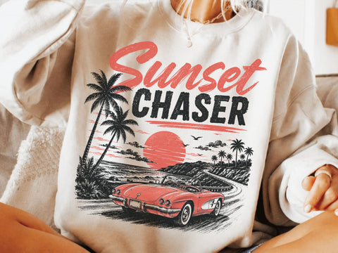 Sunset chaser retro summer PNG SVG DesignDestine 