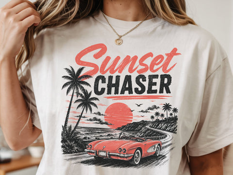 Sunset chaser retro summer PNG SVG DesignDestine 