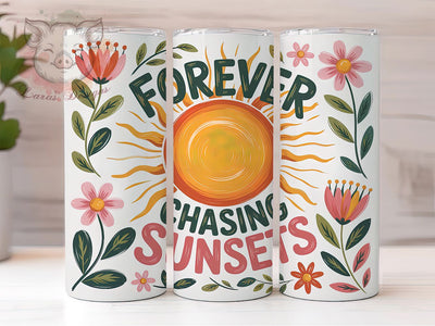 Sunset Chasing 20oz Tumbler, Summer Tumbler Wrap, Beach Sunset PNG, Vacation Sublimation Design, 20oz Tumbler Wrap, Summer Vibes Sublimation, Tropical Sunset Design Sublimation Lara' s Designs 