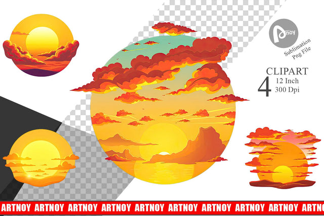 Sunset Clipart Sublimation artnoy 