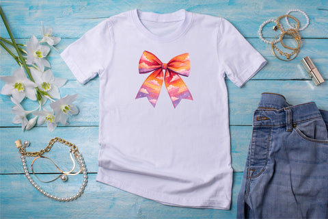 Sunset Cloudy Sky Coquette Bow Clipart, sunset cloudy bow, sky coquette bow, warm bow design, cloudy sky clipart, digital bow design, vibrant sunset bow, sky bow art Sublimation FloridPrintables 