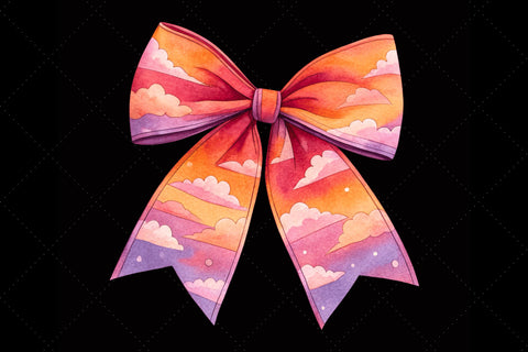 Sunset Cloudy Sky Coquette Bow Clipart, sunset cloudy bow, sky coquette bow, warm bow design, cloudy sky clipart, digital bow design, vibrant sunset bow, sky bow art Sublimation FloridPrintables 
