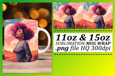 Sunset Design Mug Wrap Afro Beauty Sublimation afrosvg 