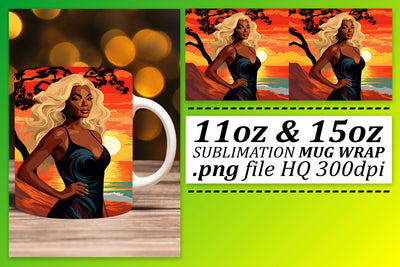 Sunset Design Mug Wrap Melanin Sublimation afrosvg 