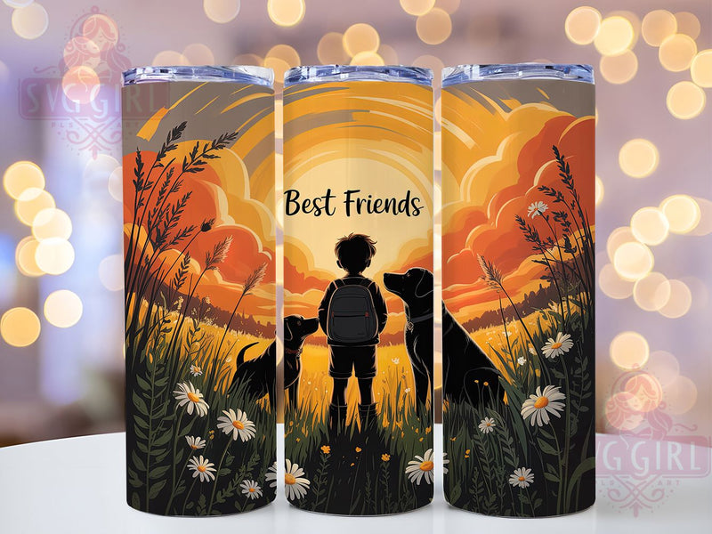 Sunset Dog Silhouette Tumbler Wrap, Dog Silhouette Art, Pet Friendship Gift, Nature Dog Design, Sublimation Template, 20oz Tumbler Wrap, Dog Lover Gift Sublimation SvggirlplusArt 