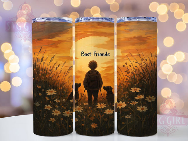 Sunset Dog Silhouette Tumbler Wrap, Dog Silhouette Art, Pet Friendship Gift, Nature Dog Design, Sublimation Template, 20oz Tumbler Wrap, Dog Lover Gift Sublimation SvggirlplusArt 