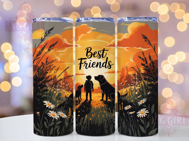 Sunset Dog Silhouette Tumbler Wrap, Dog Silhouette Art, Pet Friendship Gift, Nature Dog Design, Sublimation Template, 20oz Tumbler Wrap, Dog Lover Gift Sublimation SvggirlplusArt 